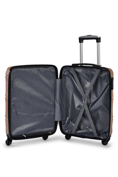 طقم شنط سفر ABS ليمرا، 3 مقاسات، 4 عجلات، قفل ارقام، WM-209 - ذهبي product image 7