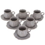 Al Saif Gallery porcelain coffee cup and saucer set, 12 pieces - grey product image 2
