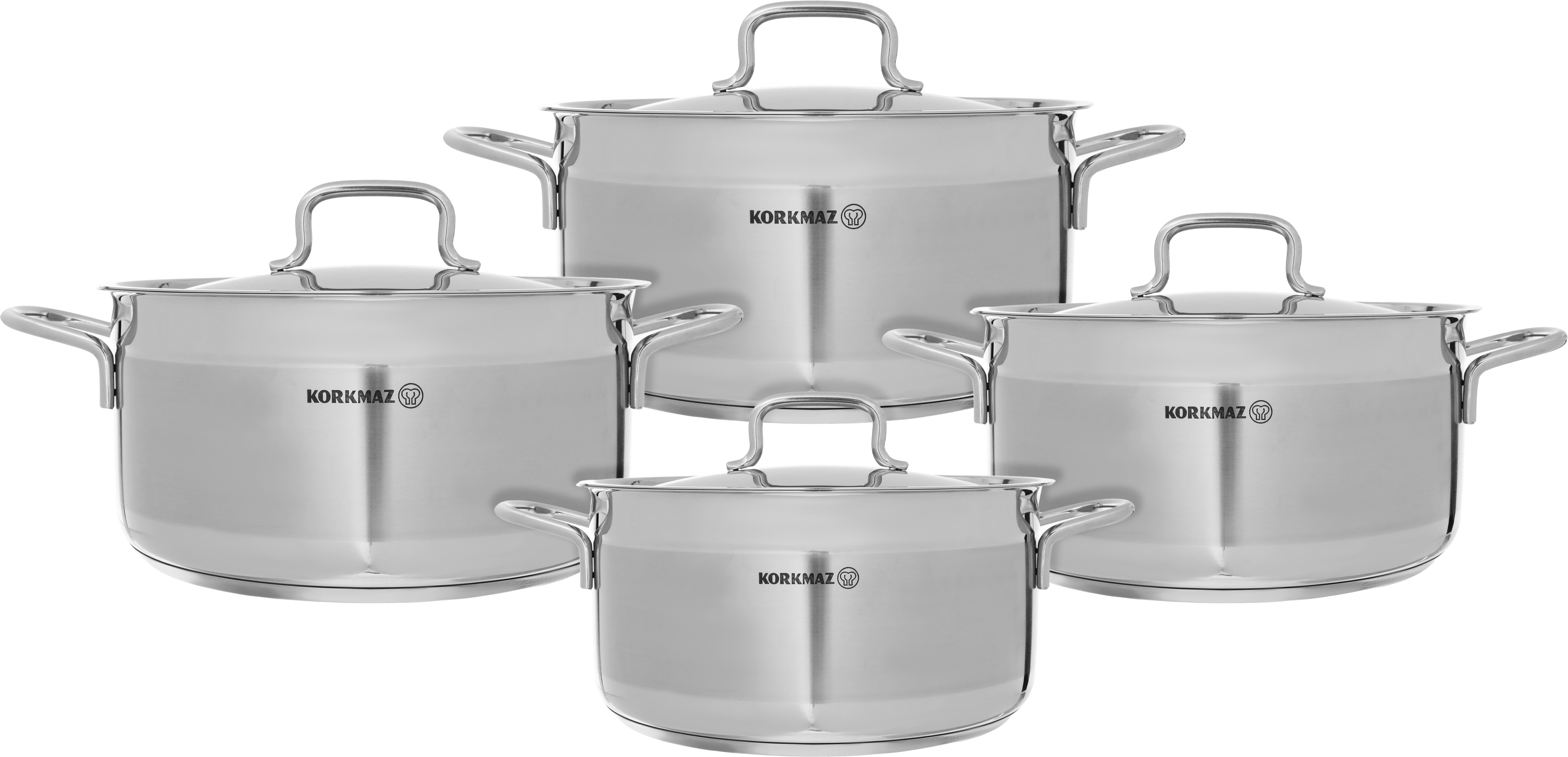 Korkmaz Alfa Steel Cookware Set, 8 Pieces - Silver product image 1