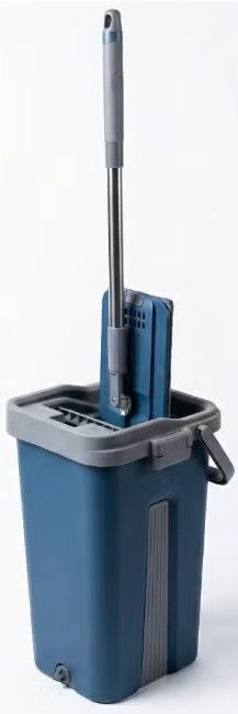Visio Stainless Steel Microfiber Floor Mop Set, 18L, Bucket, 4 Spare Parts Pads Attached - Blue Gray product image 2