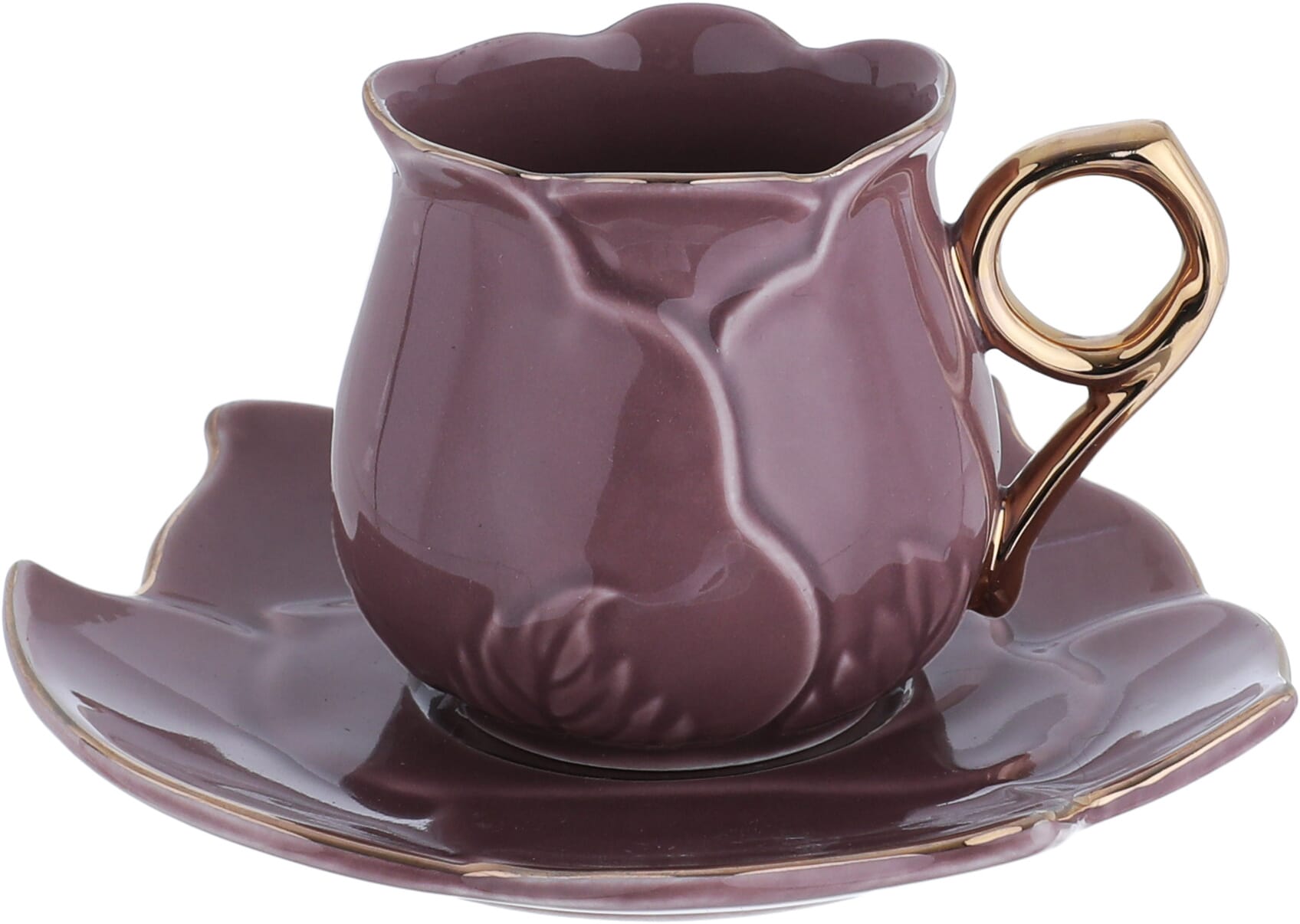Al Saif Gallery Porcelain Coffee Cups Saucer Set, 12 Pieces, 90 Ml - Purple product image 2