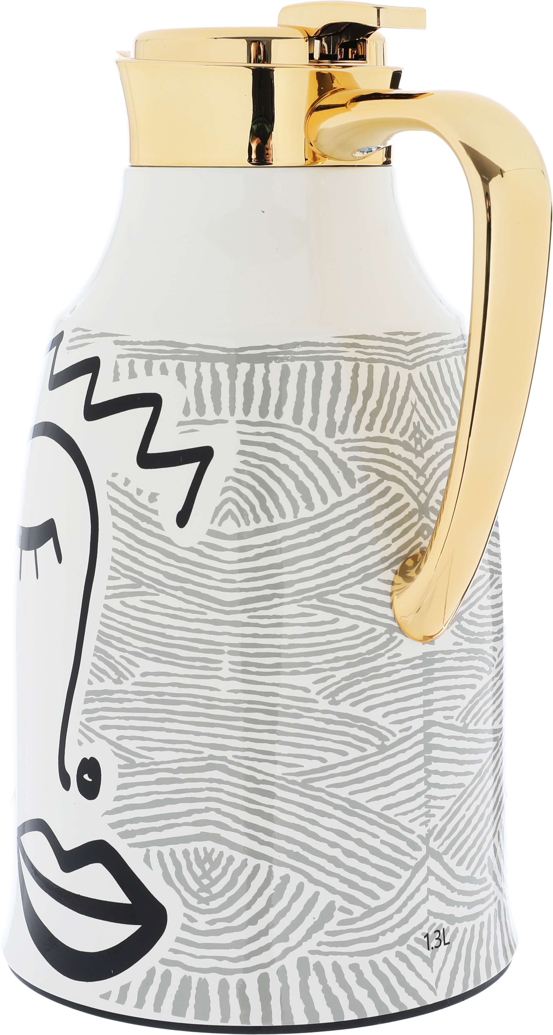 Al Saif Gallery Gemini thermos set, 1/1.3 liter, two pieces, thermal glass inner container, steel outer shell - white product image 4