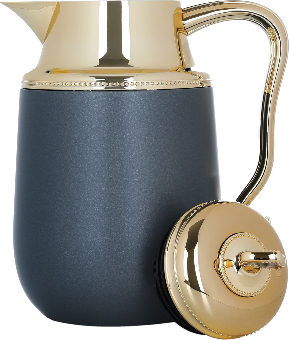 Al Saif Gallery Fatima thermos set, 1/0.7 liter, two pieces, thermal glass inner container, steel outer shell - dark gray product image 5