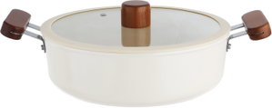 Tornado Ceramic Saucepan with Glass Lid, 24 cm, Wooden Handle - Beige product image 2