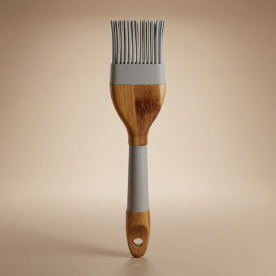فرشاة زيت خشب سيليكون السيف غاليري، مربعة، يد خشب، 22x5 سم - خشبي فاتح رمادي product image 1