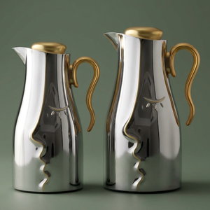 Al Saif Gallery Hawaa Thermos Set, 0.7/1 Liter, 2 Pieces, Inner Glass Case, Outer Plastic Body - Silver product image