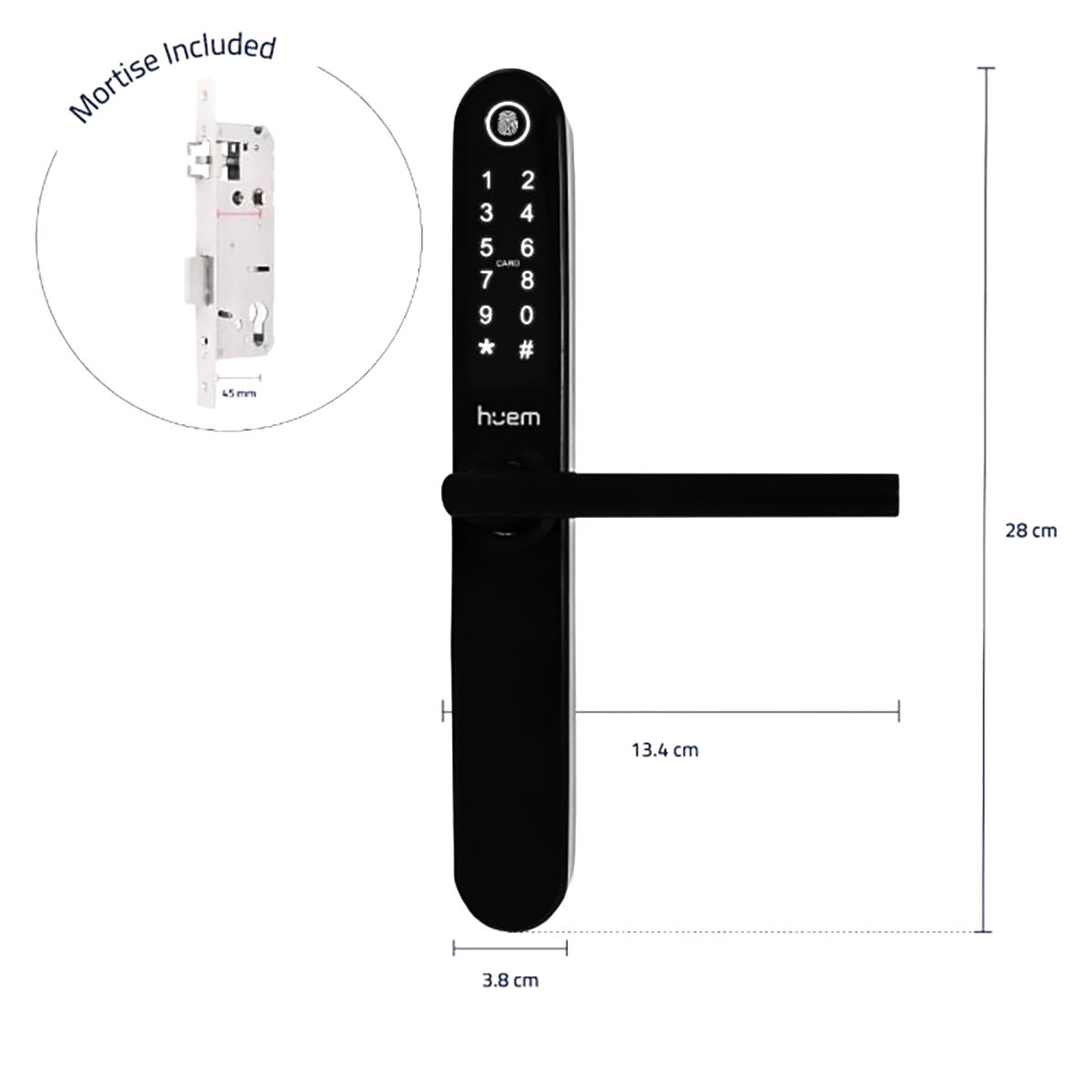 Hume Electronic Door Lock, 24x7 cm, Bluetooth - Black product image 2