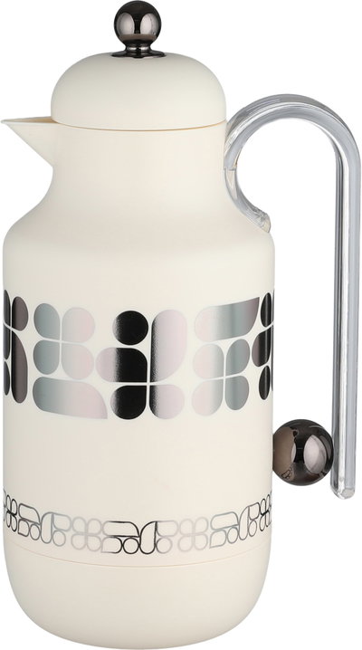 Al Saif Gallery Kkozami Thermos, 1 Liter, Glass Interior, Transparent Handle, Push-Button Lid - Cream Black product image 2