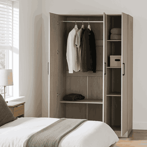 خزانة ملابس خشب ام دي اف، 200×120×54 سم، ثلاث ابواب - رمادي product image 2