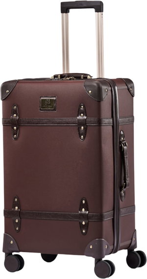 حقيبة سفر جلد صناعي ليمرا، 20 بوصة، 4 عجلات، زاوية 360 درجة، LMA-6080 - بني غامق product image