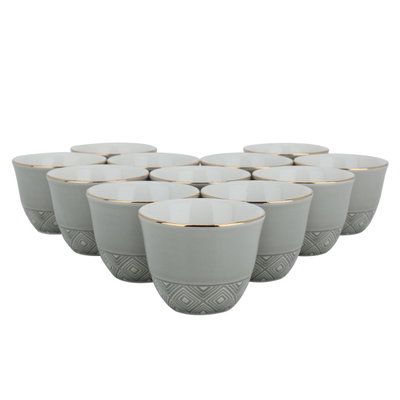 طقم فناجين قهوة عربي سيراميك السيف غاليري، 12 قطعة - رمادي ذهبي product image 1