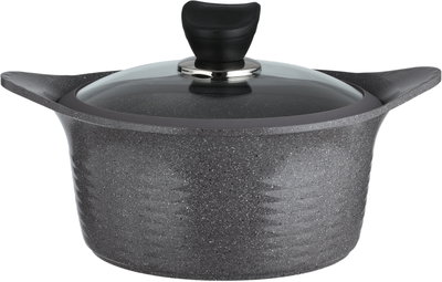 طقم قدور كوري جرانيت تورنادو، 9 قطع، غطاء زجاج - رمادي غامق product image 4