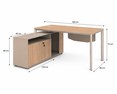مكتب إداري خشب MDF، 160x80x75 سم - خشبي فاتح بيج product image 2