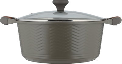 طقم قدور داي كاست الومنيوم روبوست، 7 قطع، غطاء زجاج، يد سيليكون - رمادي product image 3