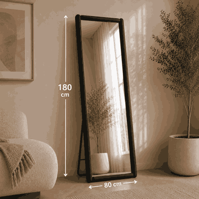 مراية ستاند زجاج، 180×80 سم، ستاند معدن - اسود product image 3