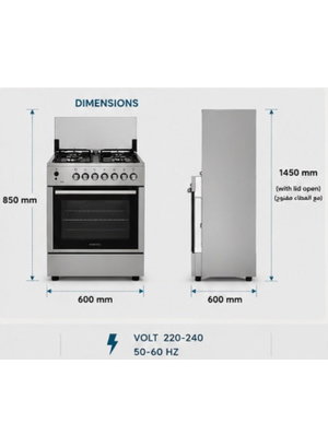 موقد غاز كومتيل، 57×57 سم، 4 شعلة، LF66GG-40 - فضي product image