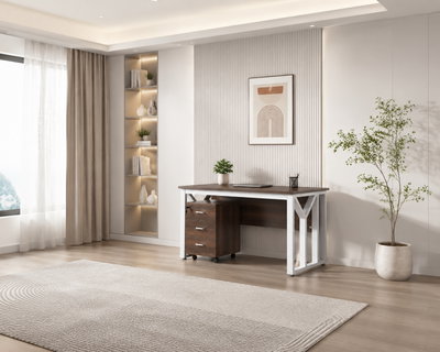 مكتب إداري خشب MDF، 160x80x75 سم - خشبي غامق ابيض product image 3