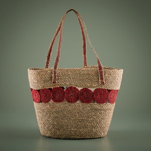 Al Saif Gallery Wicker Bag, 45x16x30 cm - Beige Red product image