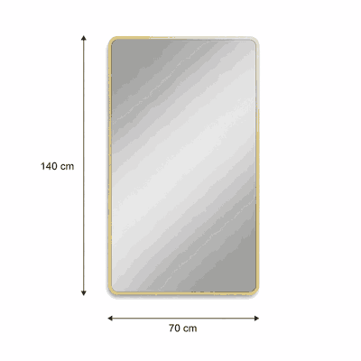 مراية مستطيلة زجاج، 140×70 سم، اطار معدن - ذهبي product image 3