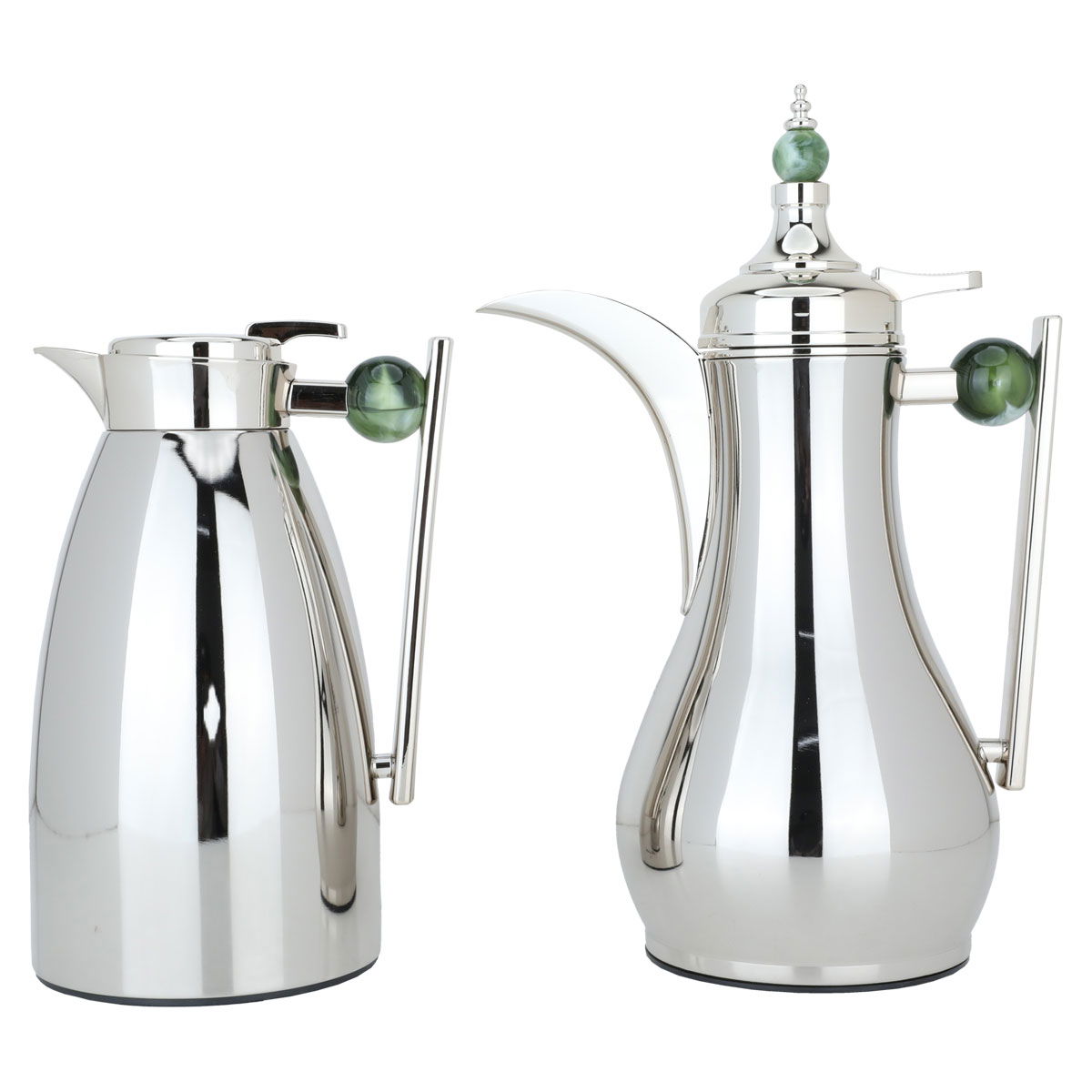 Al Saif Gallery Alaa thermos set, 1/1 liter, two pieces, thermal glass inner container, steel outer shell - `Silver product image