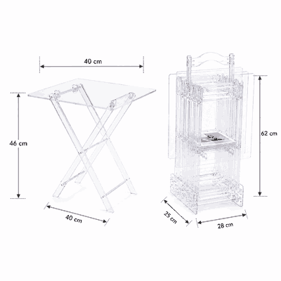 طقم طاولات اكرليك، 5 قطع - شفاف فضى product image 3