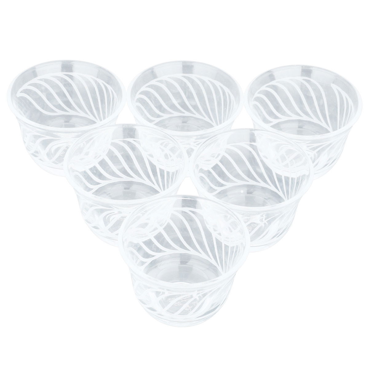 طقم فناجين قهوة سعودية زجاج السيف غاليري، منقوش خطوط، 6 قطع - شفاف product image
