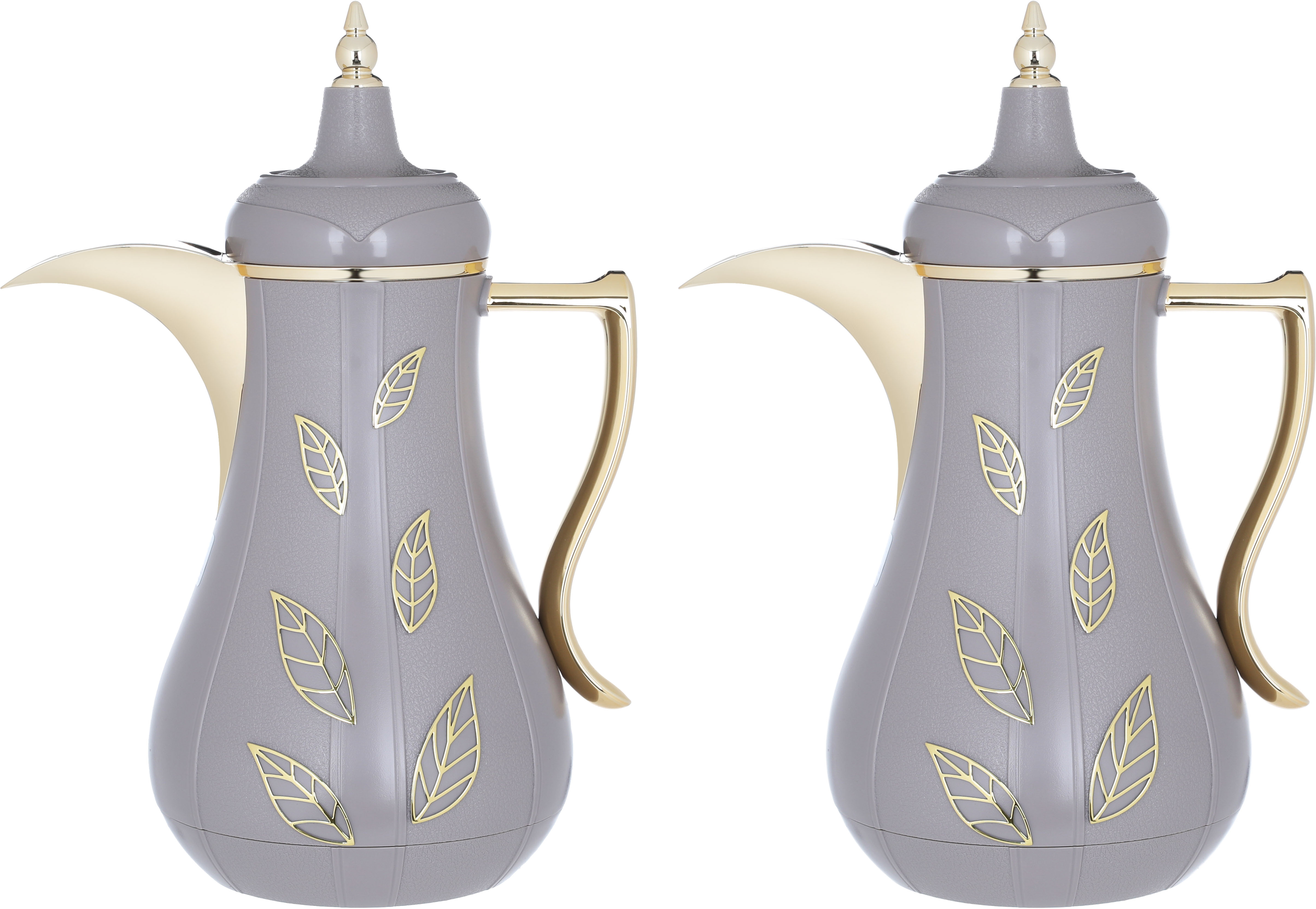 Al Saif Gallery Salma thermos set, 1 liter, golden pattern, thermal glass inner shell, plastic outer shell - Cappuccino product image 1