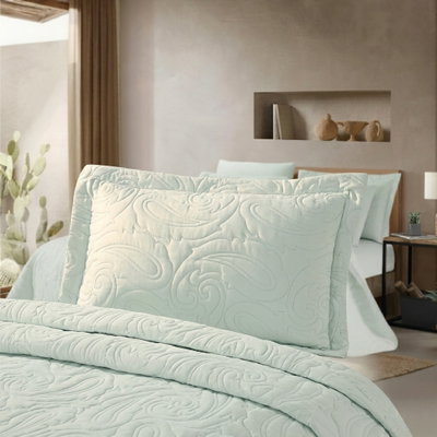 طقم لحاف بيزلي مايكروفايبر، 260x235 سم، نفرين، 6 قطع - اخضر فاتح product image 4