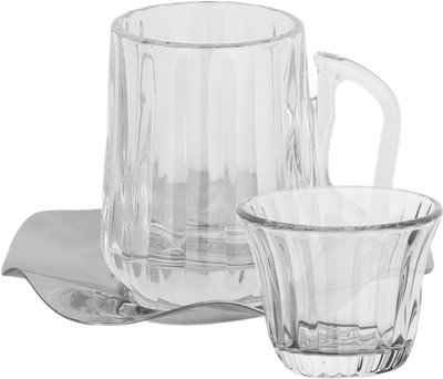 طقم تقديم بيالات وفناجين زجاج السيف غاليري، صحون أستيل، 18 قطعة - شفاف product image 1