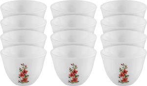 Al Saif Plus Porcelain Arabic Coffee Cup Set, 12 Pieces, Rose Pattern - White product image