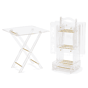 طقم طاولات اكرليك، 5 قطع - شفاف ذهبي product image 2
