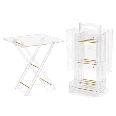 طقم طاولات اكرليك، 5 قطع - شفاف ذهبي product image 2