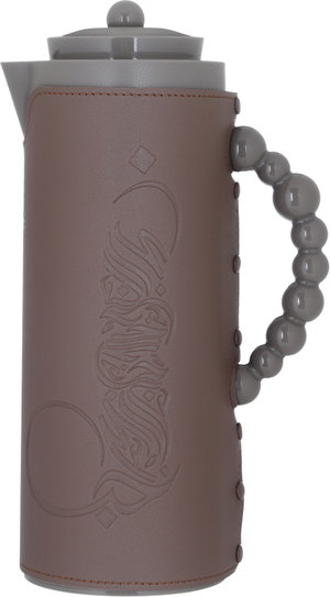 Al Saif Gallery Royal 7 glass thermos, 1 liter, with leather cover, glass inner case, plastic outer body - brown product image 2