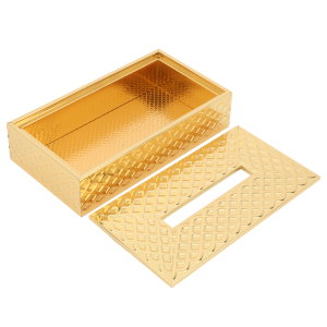 Diamond Glow Wooden Tissue Box, 23.5 x 12.5 x 6 cm - Gold product image 2