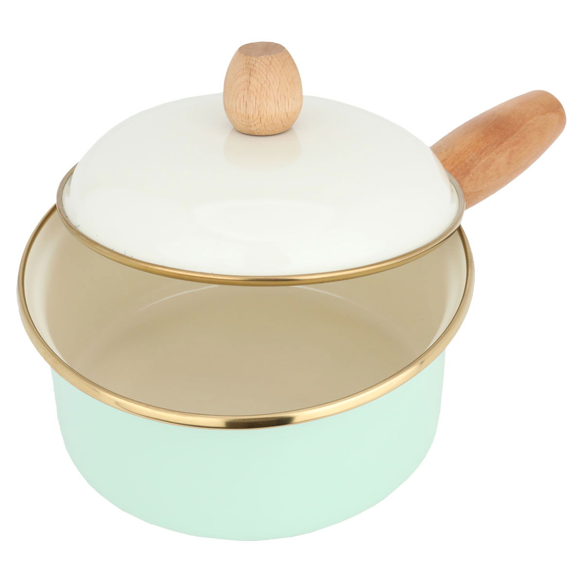 Light green casserole with wooden handle, 1.3 liters, 16 cm - green product image 2