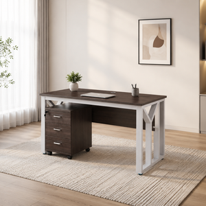 مكتب إداري مودرن خشب MDF، 75×140×70 سم - بني ابيض product image