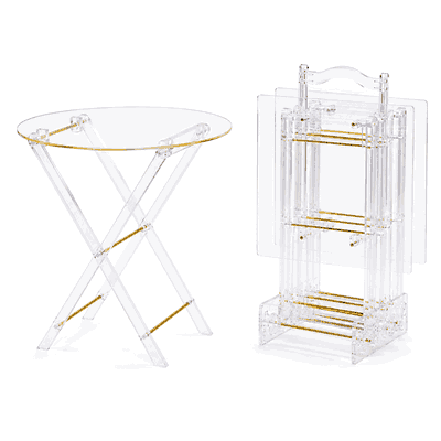 طقم طاولات اكرليك، 5 قطع - شفاف ذهبي product image 2