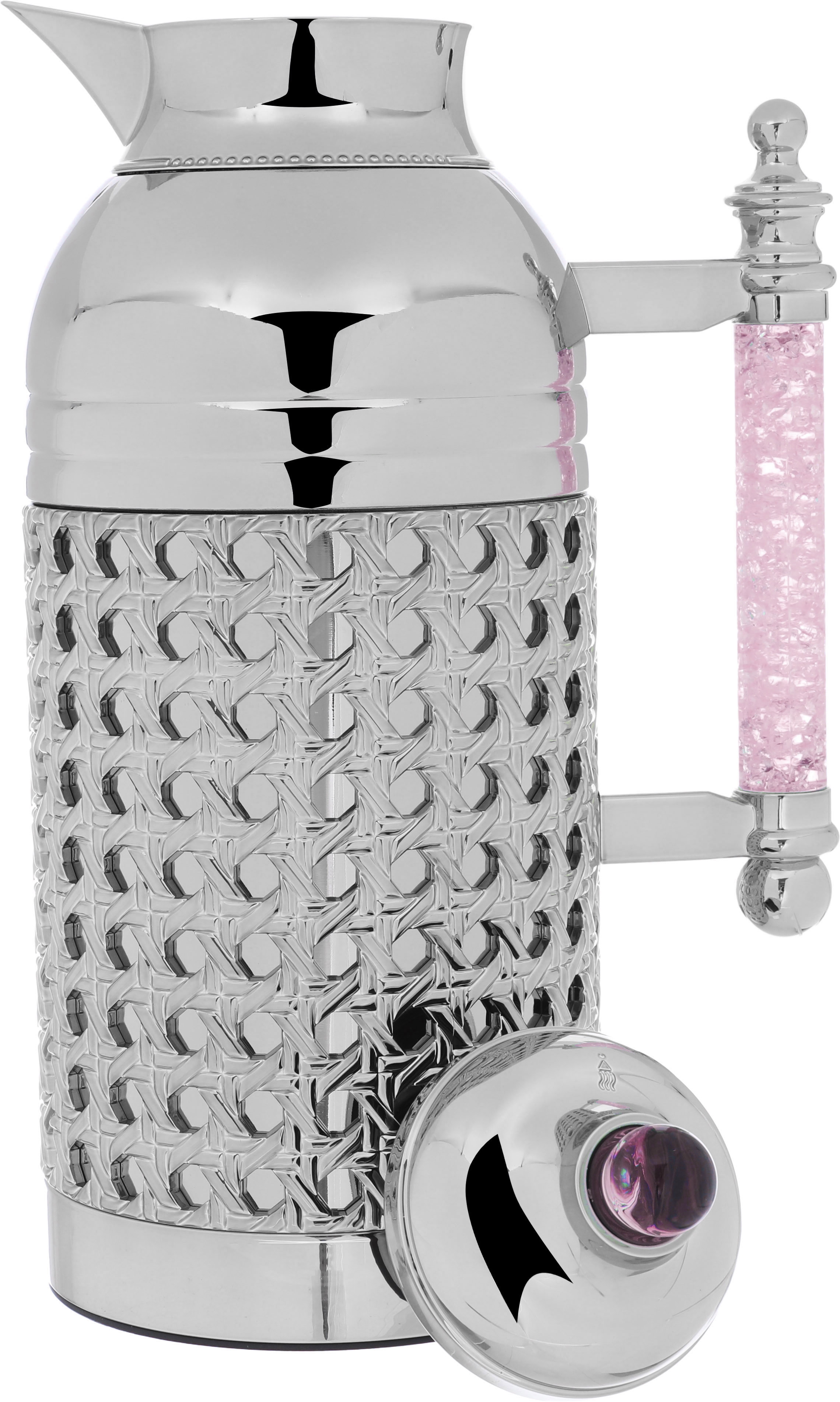 Al Saif Gallery Sarah thermos set, 1 liter, crystal handle, thermal glass inner case, steel outer case - silver product image 8