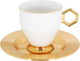 Porcelain coffee cup set with a gold base, Amber, 12 pieces, 90 ml, gold saucer - white product image 2
