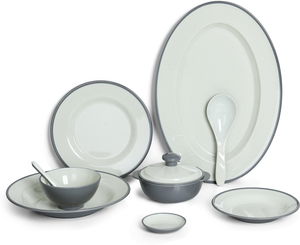 CC bin shihon Melamine Dinnerware Set, 40 Pieces - Beige Gray product image