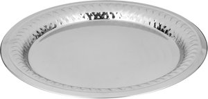 Elsahaah Stainless Steel Serving Tray, 40 cm, Round Embossed Design - Silver product image
