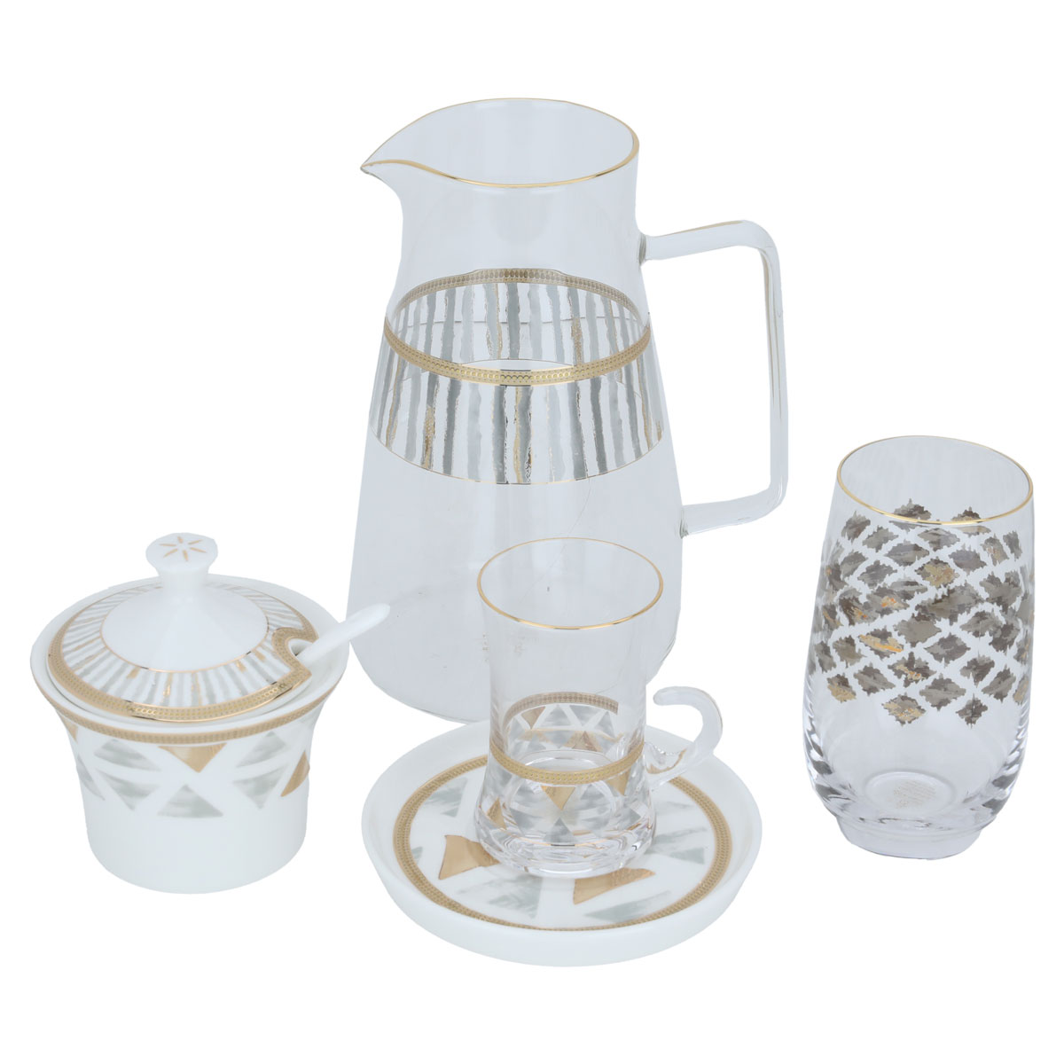 طقم سفرة بورسلان السيف غاليري، 62 قطعة - ابيض ذهبي product image 3