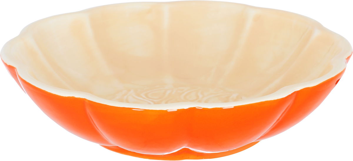 Al Saif Gallery Porcelain Soup Bowl, 4.8 x 18.8 x 18.8 cm, orange shape - orange product image