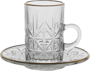 طقم تقديم فناجين قهوة وبيالات شاي زجاج السيف غاليري، 26 قطعة - شفاف product image 2