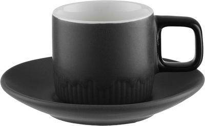 طقم فناجين قهوة تركي مع صحون بورسلان السيف غاليري، 12 قطعة، 60 مل - رمادي غامق اسود product image 2