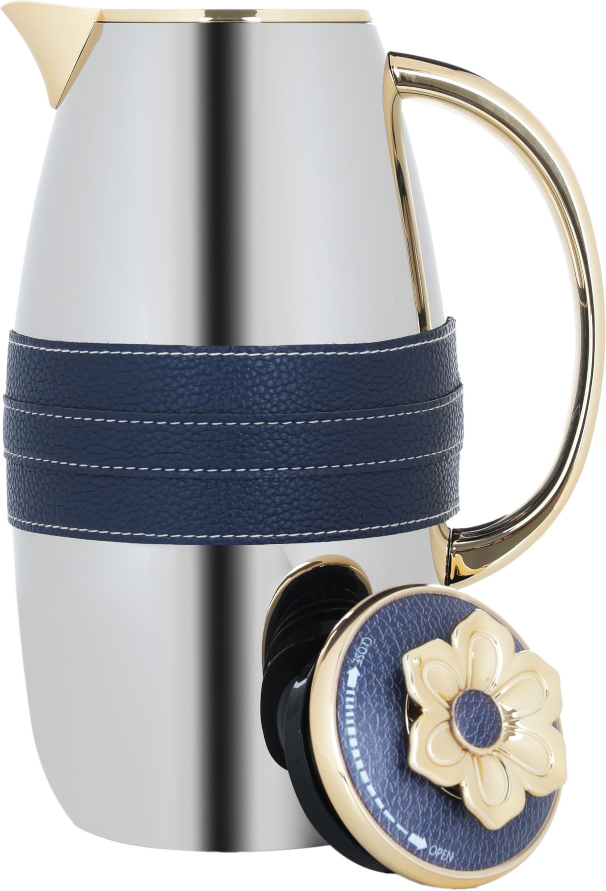 Al Saif Gallery Asmaa thermos set, 1/0.7 liter, thermal glass inner container, steel outer shell - silver product image 5