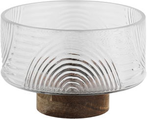 Al Saif Gallery Glass Serving Bowl, 14x14x9 cm, Wooden Base - Wooden Glass product image 2