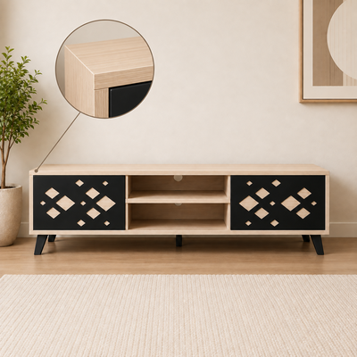 طاولة تلفزيون دياموند، 40×160×45 سم، خشب MDF، أدراج - بيج أسود product image 3