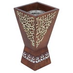 مبخرة خشب السيف غاليري، 14×14×27 سم، نقش حروف ذهبي - بني product image 1