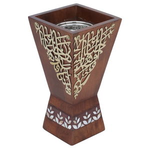 مبخرة خشب السيف غاليري، 14×14×27 سم، نقش حروف ذهبي - بني product image